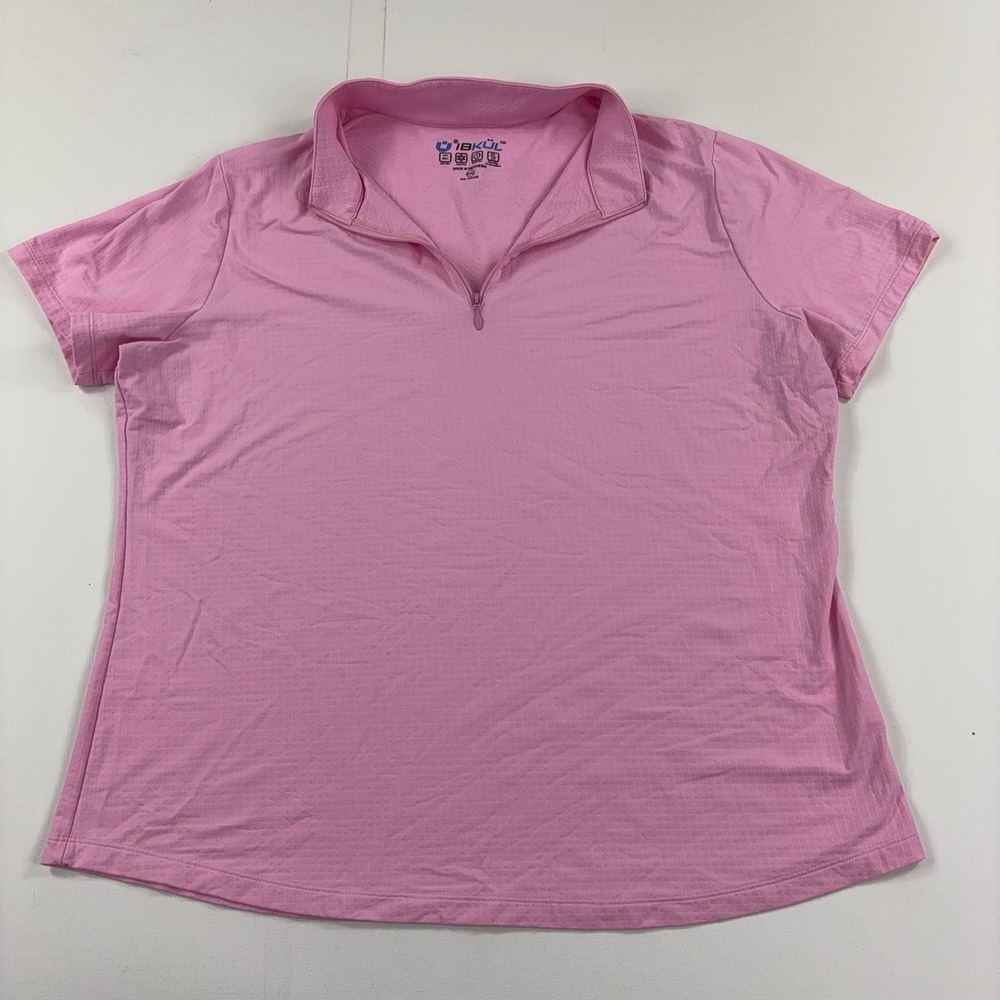 IBKUL Polo Shirt Womens 2XL Pink Short Sleeve UPF 50+ Quick Dry Golf Top